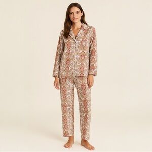 Lauren Ralph Lauren Paisley Pajama Set with Monogram Stitching Size M L